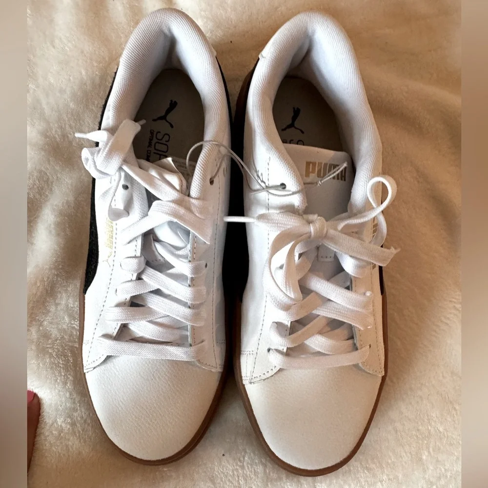 Puma Smash Platform Casual White Sneakers with Black and Gum Accents Size 9 NWT - Picture 5 of 9